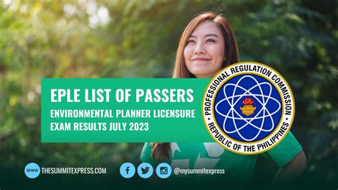 EPLE RESULTS: July 2023 Environmental Planner Board Exam Passers, .